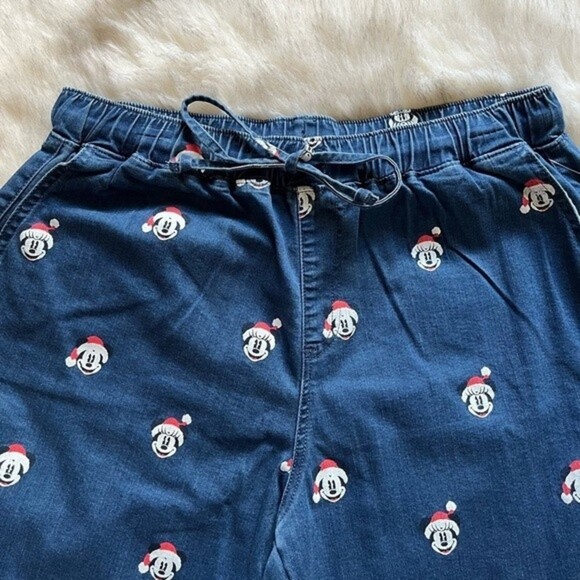 NWT Disney Mickey and Minnie Mouse Christmas Holiday Denim Jogger Jean Pants L - Picture 9 of 12